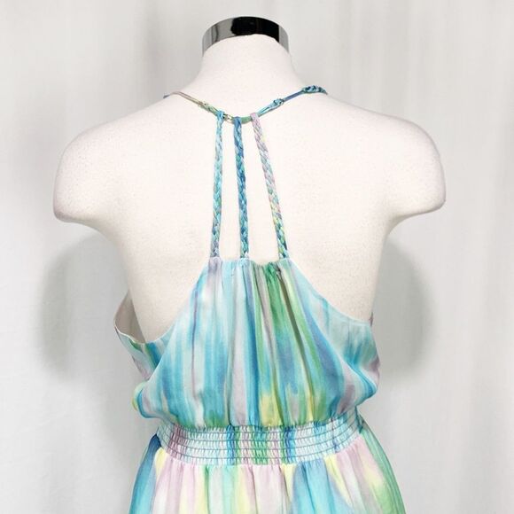 Anthropologie’s Charlie Jade Purple and Turquoise Tie Dye 100% Silk Dress XS - Picture 9 of 13